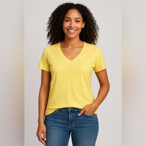 Talbots The Tee Women’s M Butter Yellow Beach Coastal Preppy Minimalist Pima